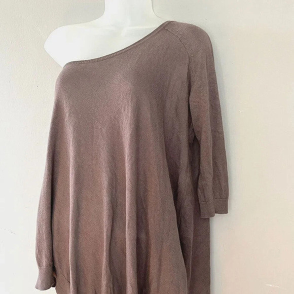 Charli London Women's Brown One Shoulder 3/4 sleeve Jumper Size 1 XS Lightweight - Picture 2 of 14
